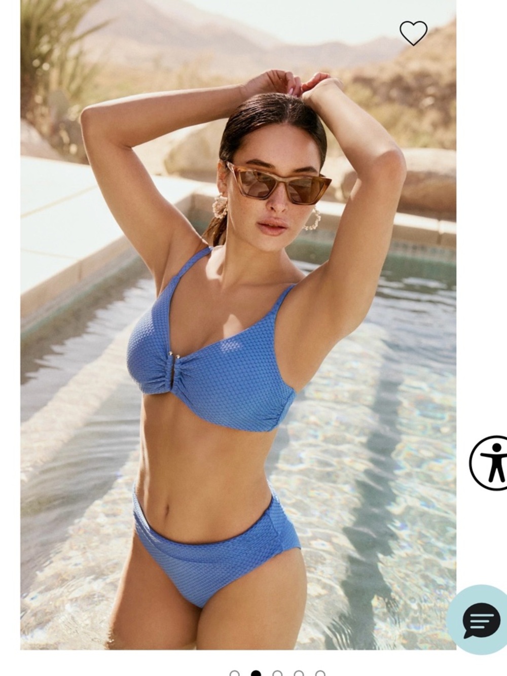 Textured Scoop Bikini Set in Light Blue - Women Swim